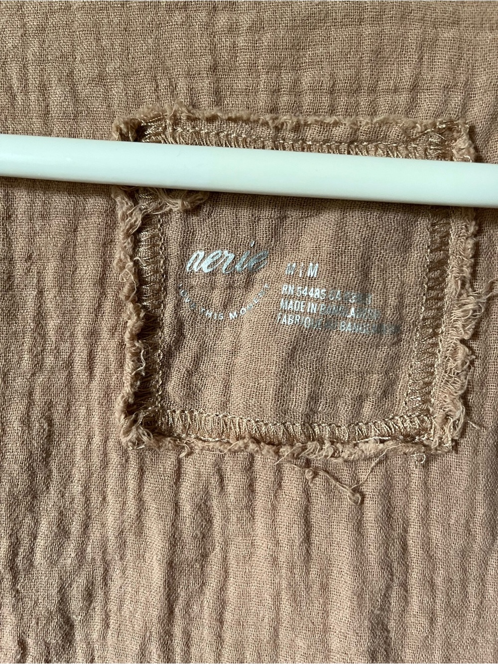 aerie Crinkled Gauze Button-Front Shirt Jacket in Tan - Picture 2 of 3